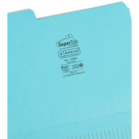 Smead SuperTab Recycled File Folders - Durable Top Tab Letter Size - Assorted Colors - 12/Pack