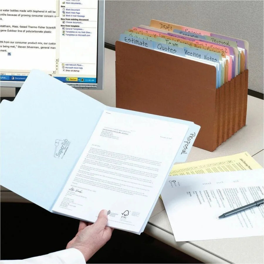 Smead SuperTab Recycled File Folders - Letter Size 1/3 Tab Cut - 100/Box - Top