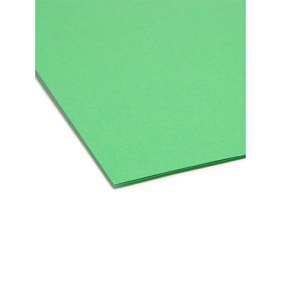 Smead SuperTab Recycled File Folders - Letter Size 1/3 Tab Cut - Green - 100/Box - Top