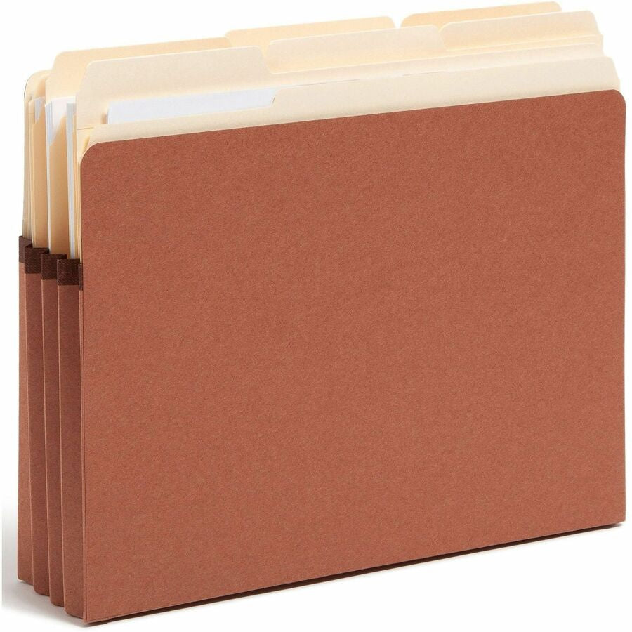 Smead SuperTab Straight Tab Cut Letter Recycled File Pocket - 8 1/2’’ x 11’’ - 3 Expansion - Redrope - Expanding Files
