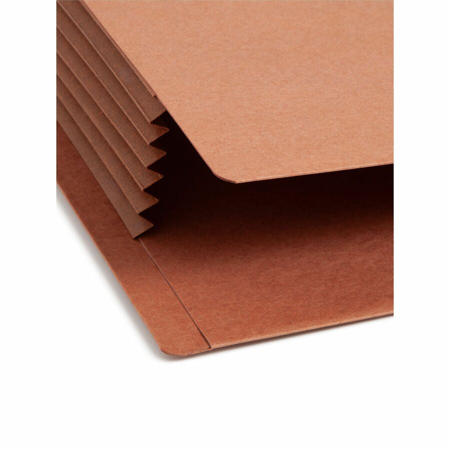 Smead TUFF Straight Tab Cut Legal Recycled File Pocket - 8 1/2’’ x 14’’ - 5 1/4’’ Expansion - 2 Plys - Redrope - End