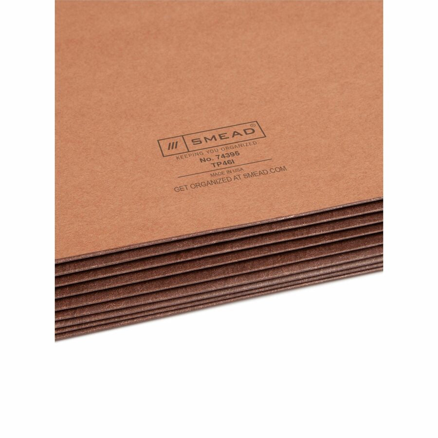 Smead TUFF Straight Tab Cut Legal Recycled File Pocket - 8 1/2’’ x 14’’ - 7’’ Expansion - 12.5 pt. - Redrope - Filing