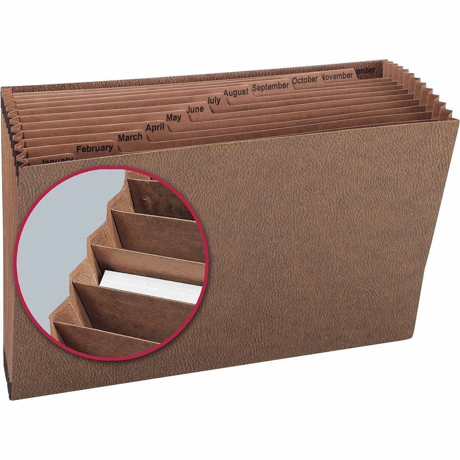 Smead TUFF Legal Recycled Expanding File - 8 1/2’’ x 14’’ - 7/8’’ Expansion - 12 Pocket(s) - Redrope - Files