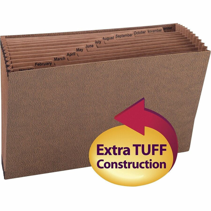 Smead TUFF Legal Recycled Expanding File - 8 1/2’’ x 14’’ - 7/8’’ Expansion - 12 Pocket(s) - Redrope - Files