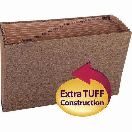 Smead TUFF Legal Recycled Expanding File - 8 1/2’’ x 14’’ - 7/8’’ Expansion - 12 Pocket(s) - Redrope - Files