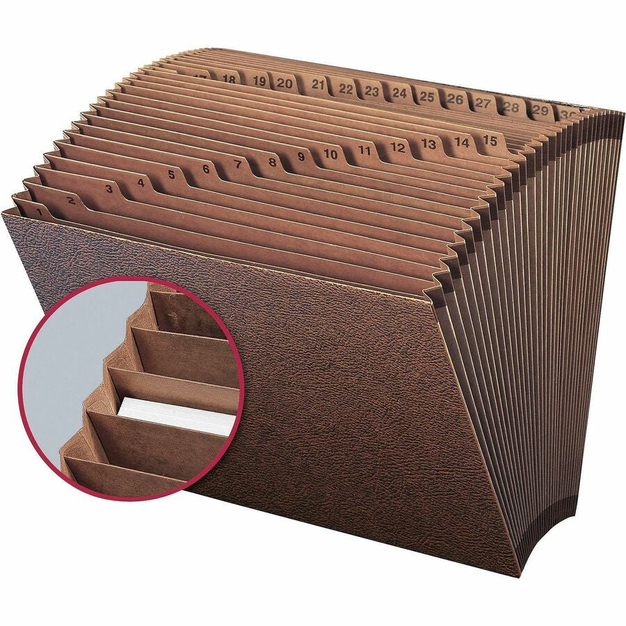 Smead TUFF Letter Recycled Expanding File - 8 1/2’’ x 11’’ - 7/8’’ Expansion - 31 Pocket(s) - Redrope - Reinforced