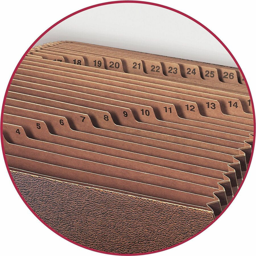 Smead TUFF Letter Recycled Expanding File - 8 1/2’’ x 11’’ - 7/8’’ Expansion - 31 Pocket(s) - Redrope - Reinforced