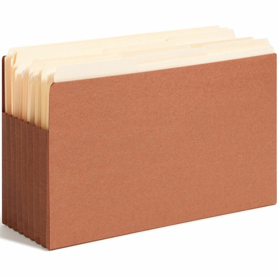 Smead TUFF Straight Tab Cut Legal Recycled File Pocket - 8 1/2’’ x 14’’ - 7’’ Expansion - 16.5 pt. - 2 Plys - Redrope