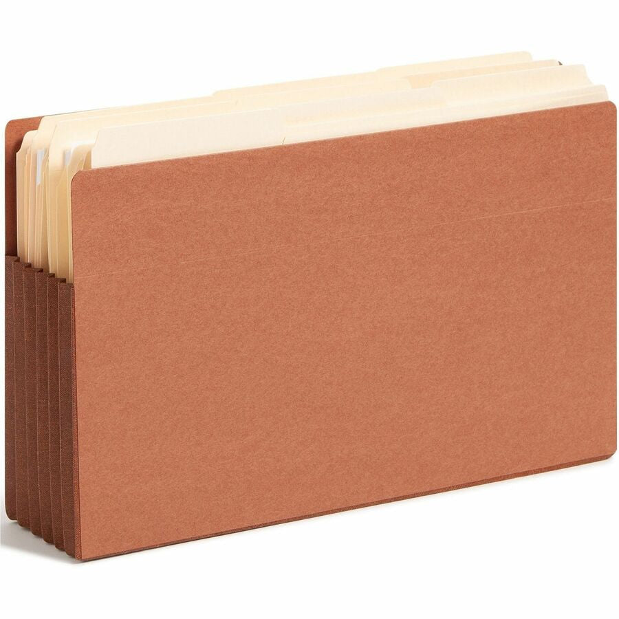 Smead TUFF Straight Tab Cut Legal Recycled File Pocket - 8 1/2’’ x 14’’ - 5 1/4’’ Expansion - 2 Plys - Redrope - End