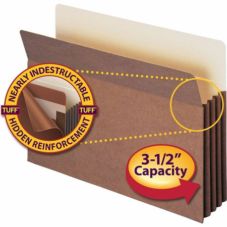 Smead TUFF Straight Tab Cut Legal Recycled File Pocket - 8 1/2’’ x 14’’ - 3 Expansion - 12.5 pt. - Redrope - Filing