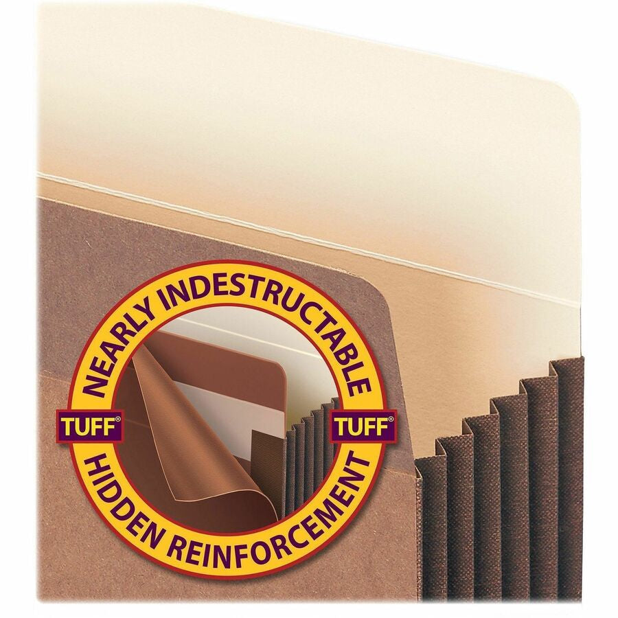 Smead TUFF Straight Tab Cut Legal Recycled File Pocket - 8 1/2’’ x 14’’ - 5 1/4’’ Expansion - Redrope - Filing Jackets