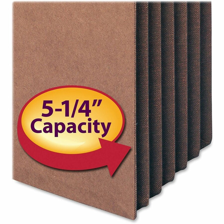 Smead TUFF Straight Tab Cut Legal Recycled File Pocket - 8 1/2’’ x 14’’ - 5 1/4’’ Expansion - Redrope - Filing Jackets