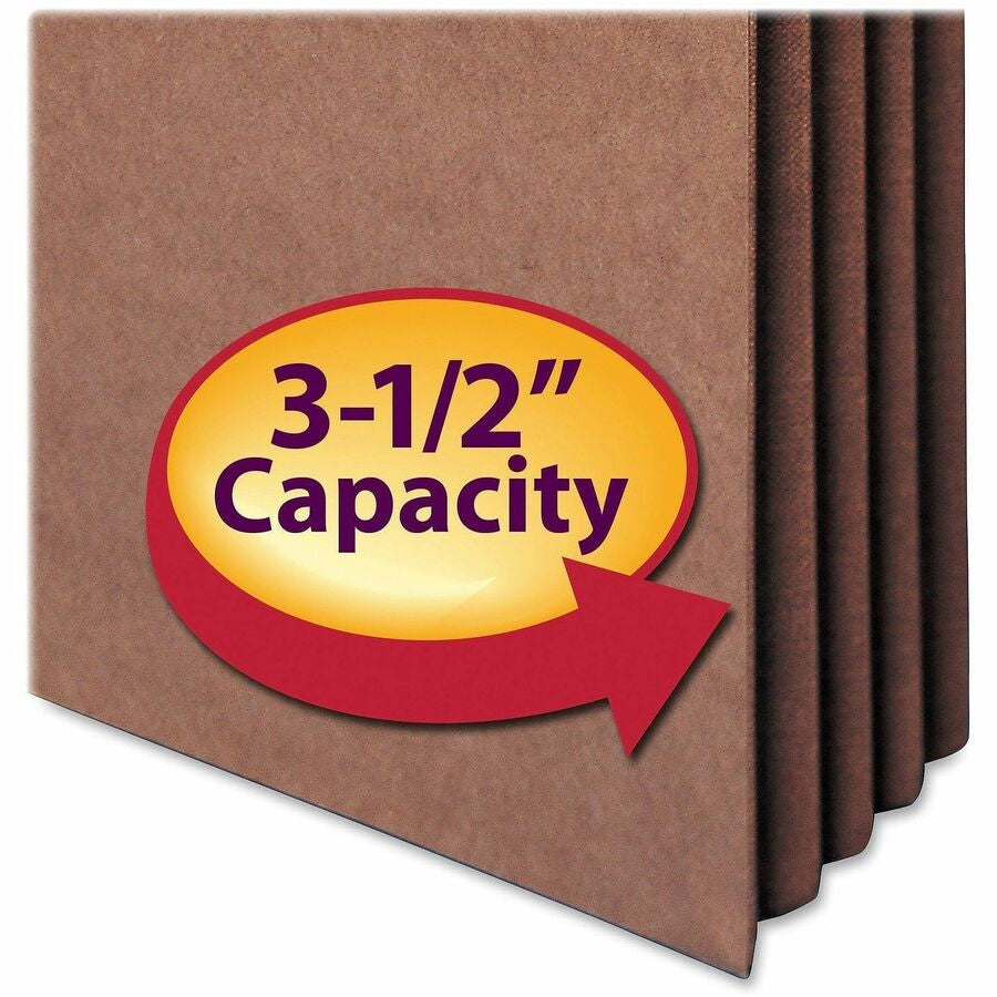 Smead TUFF Straight Tab Cut Letter Recycled File Pocket - 8 1/2’’ x 11’’ - 3 Expansion - 11 pt. - Redrope - Filing
