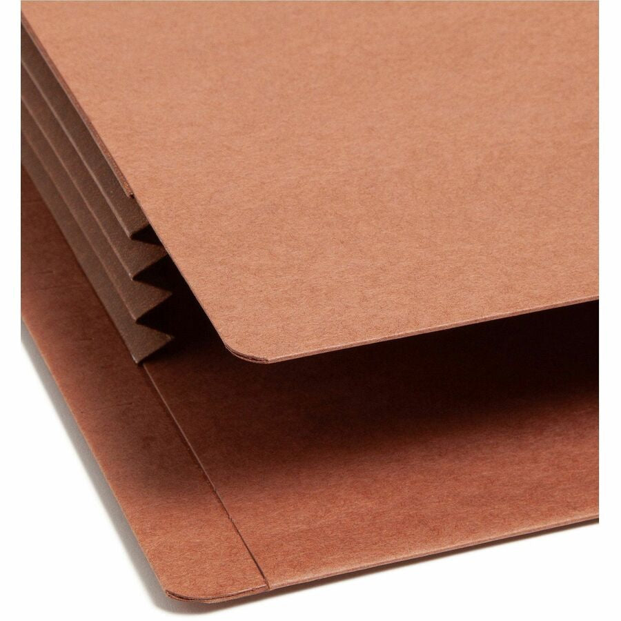 Smead TUFF Straight Tab Cut Letter Recycled File Pocket - 8 1/2’’ x 11’’ - 3 Expansion - 2 Plys - Redrope - End Folders