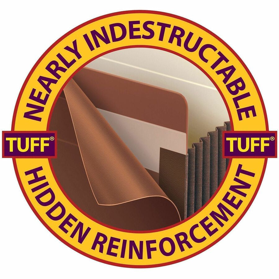 Smead TUFF Straight Tab Cut Letter Recycled File Pocket - 8 1/2’’ x 11’’ - 5 1/4’’ Expansion - 11 pt. - Redrope