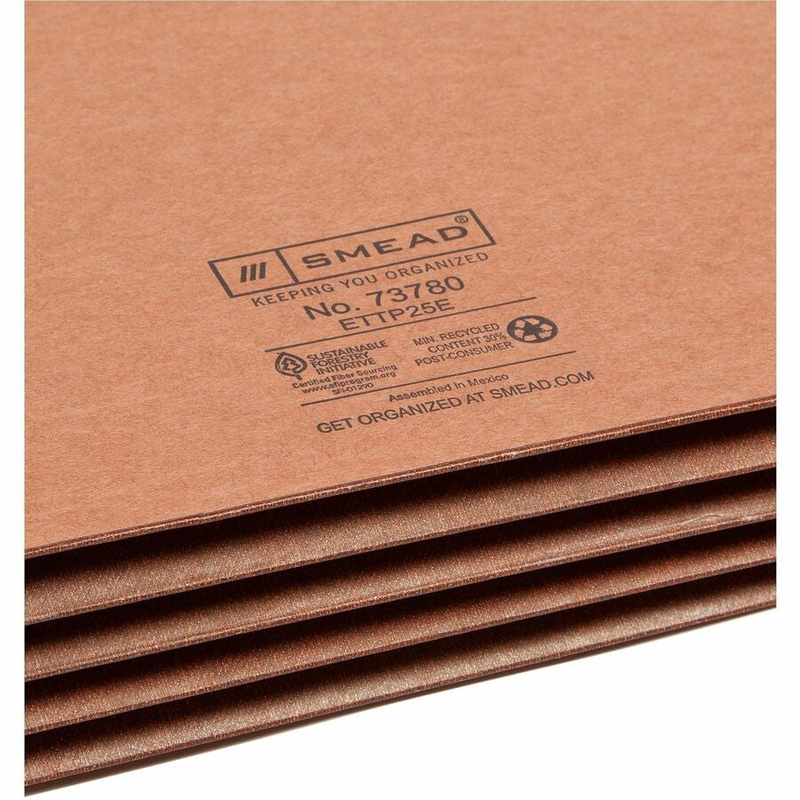 Smead TUFF Straight Tab Cut Letter Recycled File Pocket - 8 1/2’’ x 11’’ - 3 Expansion - 2 Plys - Redrope - End Folders