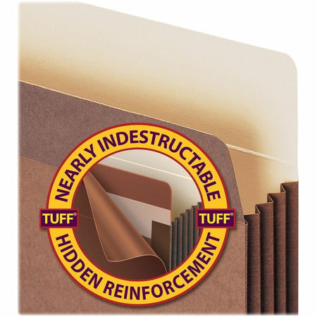 Smead TUFF Straight Tab Cut Letter Recycled File Pocket - 8 1/2’’ x 11’’ - 3 Expansion - 11 pt. - Redrope - Filing