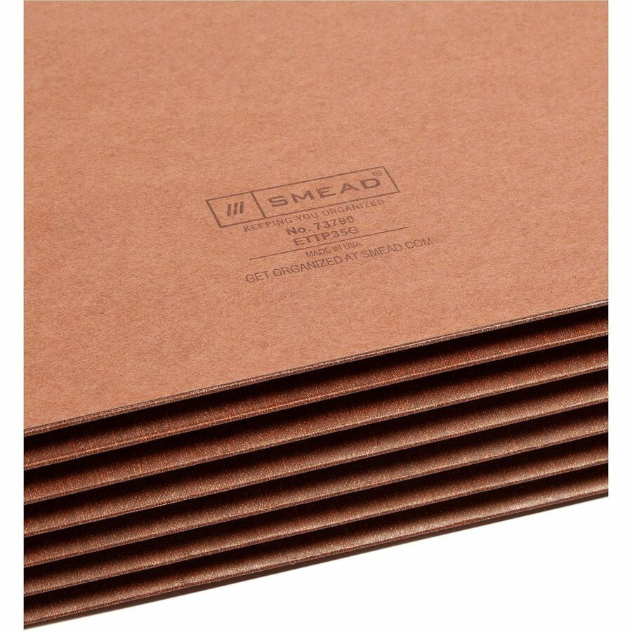 Smead TUFF Straight Tab Cut Letter Recycled File Pocket - 8 1/2’’ x 11’’ - 5 1/4’’ Expansion - 16.5 pt. - 2 Plys