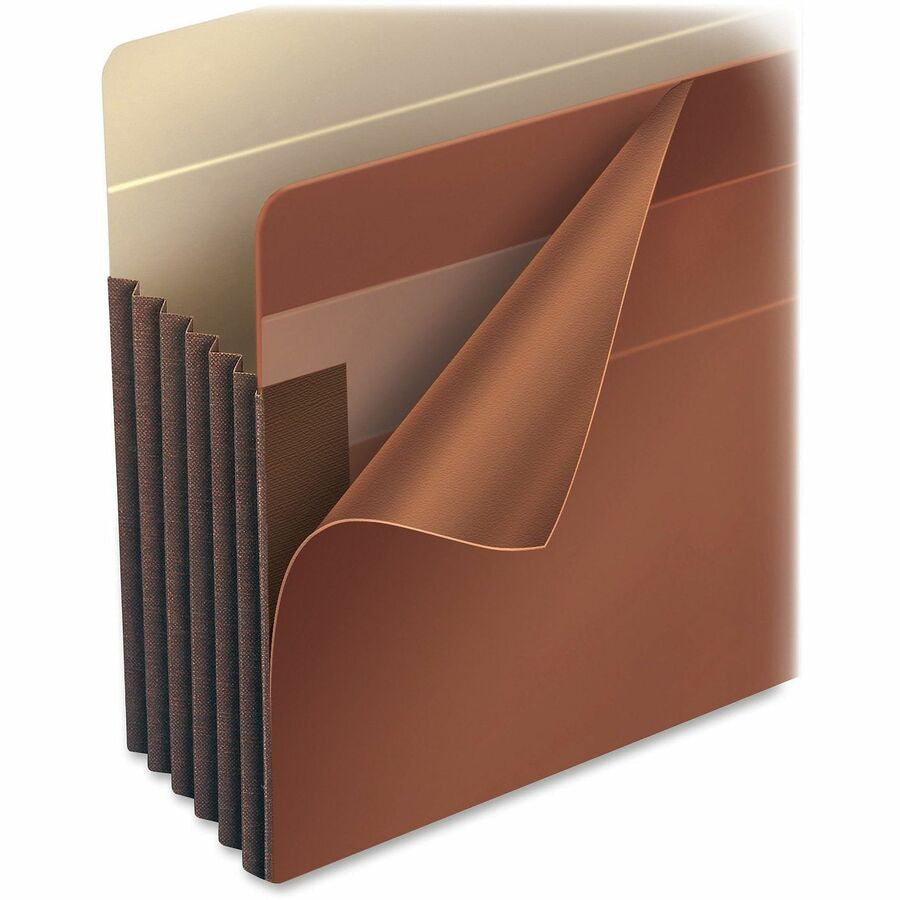 Smead TUFF Straight Tab Cut Letter Recycled File Pocket - 8 1/2’’ x 11’’ - 5 1/4’’ Expansion - 11 pt. - Redrope
