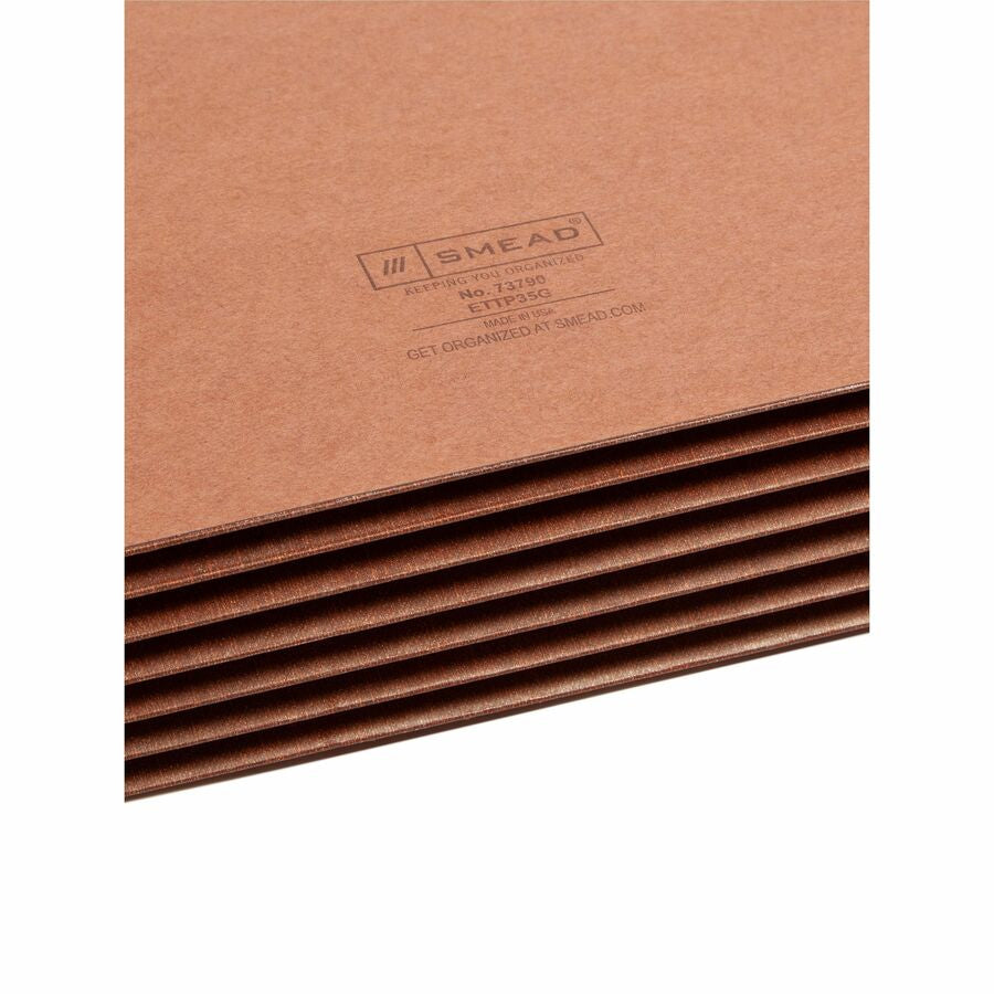 Smead TUFF Straight Tab Cut Letter Recycled File Pocket - 8 1/2’’ x 11’’ - 5 1/4’’ Expansion - 16.5 pt. - 2 Plys