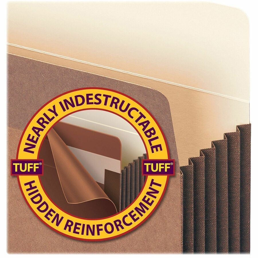 Smead TUFF Straight Tab Cut Letter Recycled File Pocket - 8 1/2’’ x 11’’ - 7’’ Expansion - 12.5 pt. - Redrope - Filing