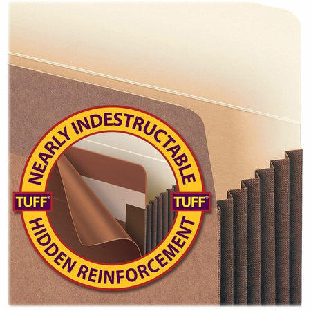 Smead TUFF Straight Tab Cut Letter Recycled File Pocket - 8 1/2’’ x 11’’ - 7’’ Expansion - 12.5 pt. - Redrope - Filing