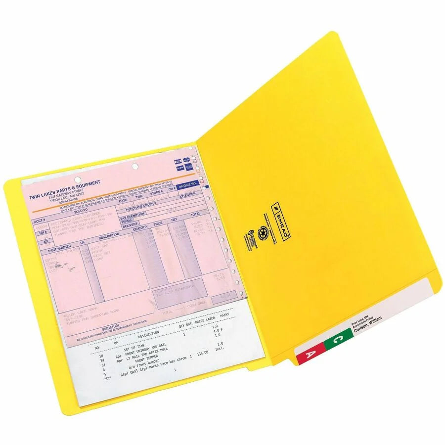 Smead Yellow End Tab File Folders - Heavy Duty 100/Box