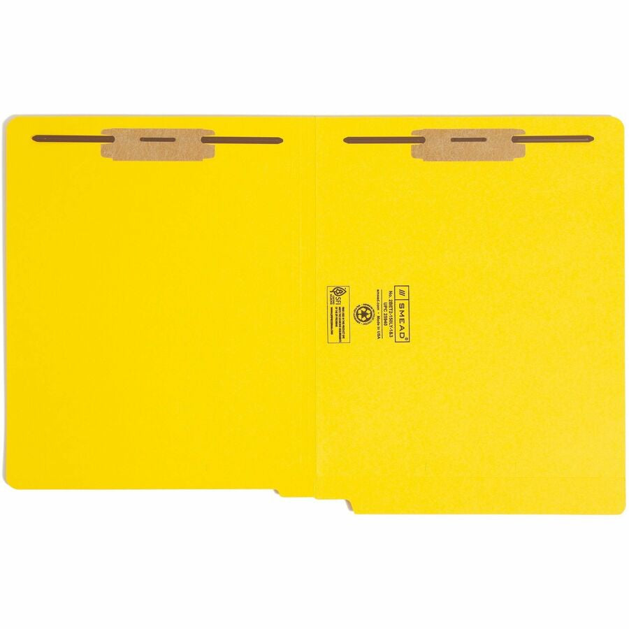 Smead Colored Straight Tab Cut Letter Recycled Fastener Folder - 8 1/2’’ x 11’’ - 3/4’’ Expansion - 2 2B Fastener(s)