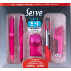So-Mine Serve 5 in 1 Stationery Set - Pink - Convenient Pack - Pen & Pencil Sets