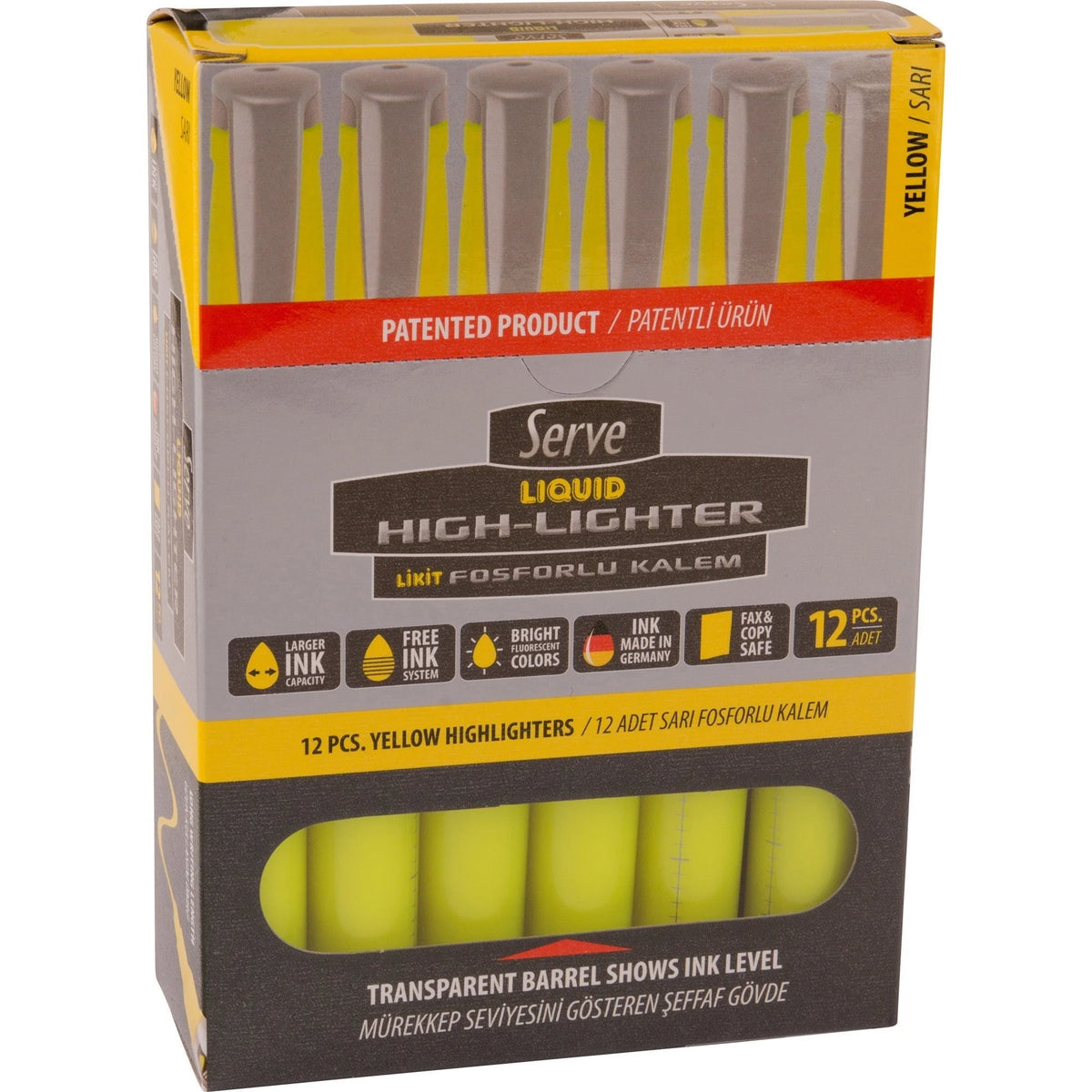 So-Mine Serve Jumbo Liquid Highlighter - Fluorescent Yellow Ink - Highlighters