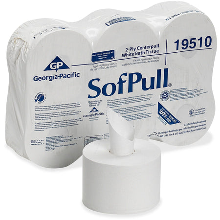 SofPull High-Capacity 2-Ply Toilet Paper - 1000 Sheets - White - 6/Carton - Bathroom Tissue
