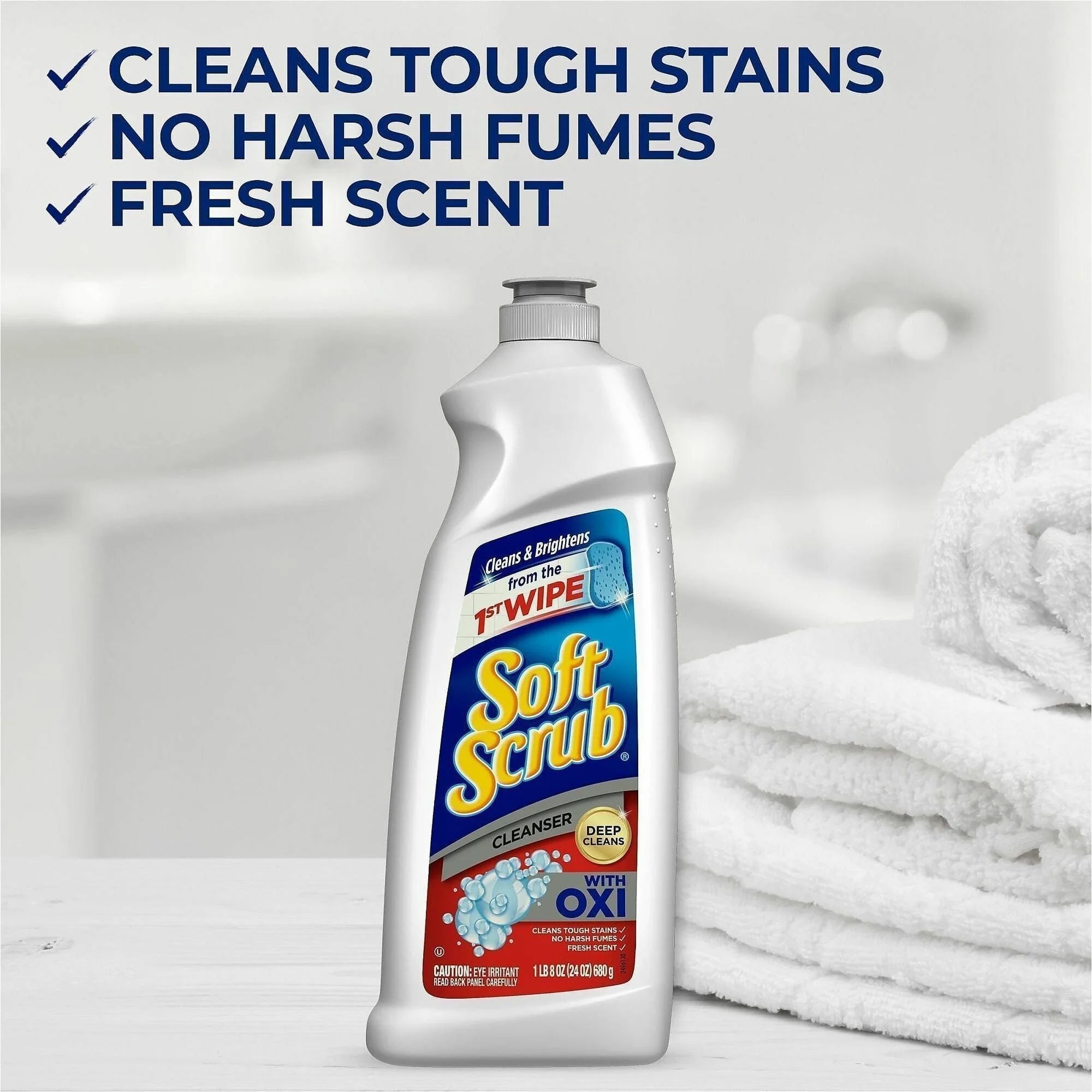 Soft Scrub Total Bath/Kitchen Cleanser - Multipurpose Scrubber - 24 fl oz - Fresh Scent - Cleaners