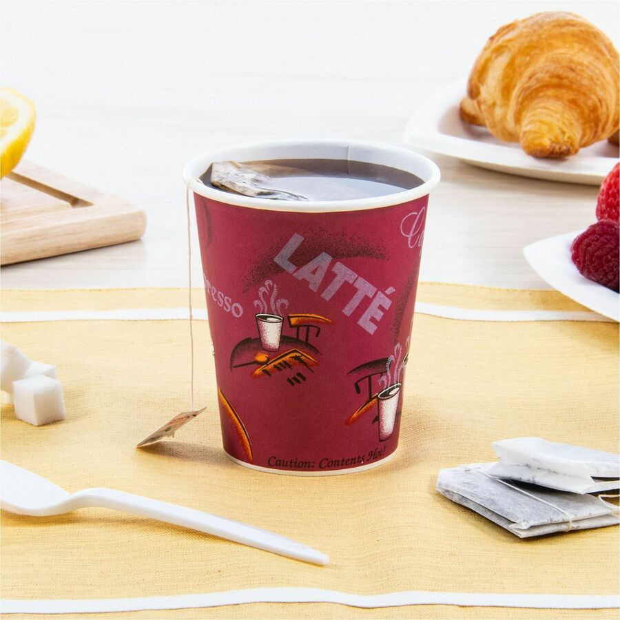 Solo 10 oz Bistro Design Disposable Paper Cups - fl - Multi - Beverage Hot Drink Cold Coffee Tea Cocoa