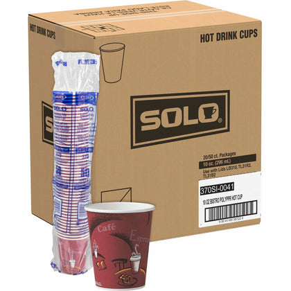 Solo 10 oz Bistro Design Paper Cups - Beverage for Hot & Cold Drinks