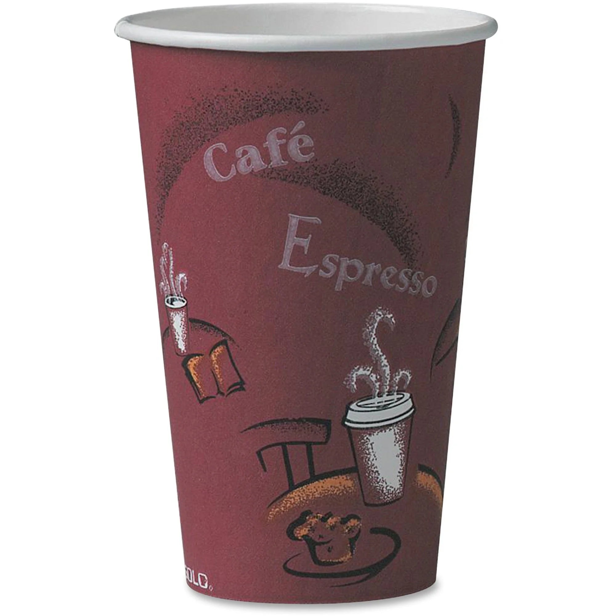 Solo 16 oz Bistro Paper Cups - Maroon - Hot Drink - 50 Pack