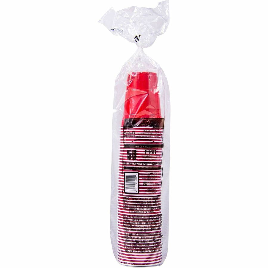 Solo 16 oz Plastic Cold Party Cups - fl - Red - Polystyrene - Drink - 50 / Pack