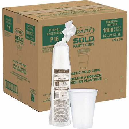 Solo 16 oz Plastic Cold Party Cups fl Translucent 20 / Carton Round Polystyrene (SCCP16)