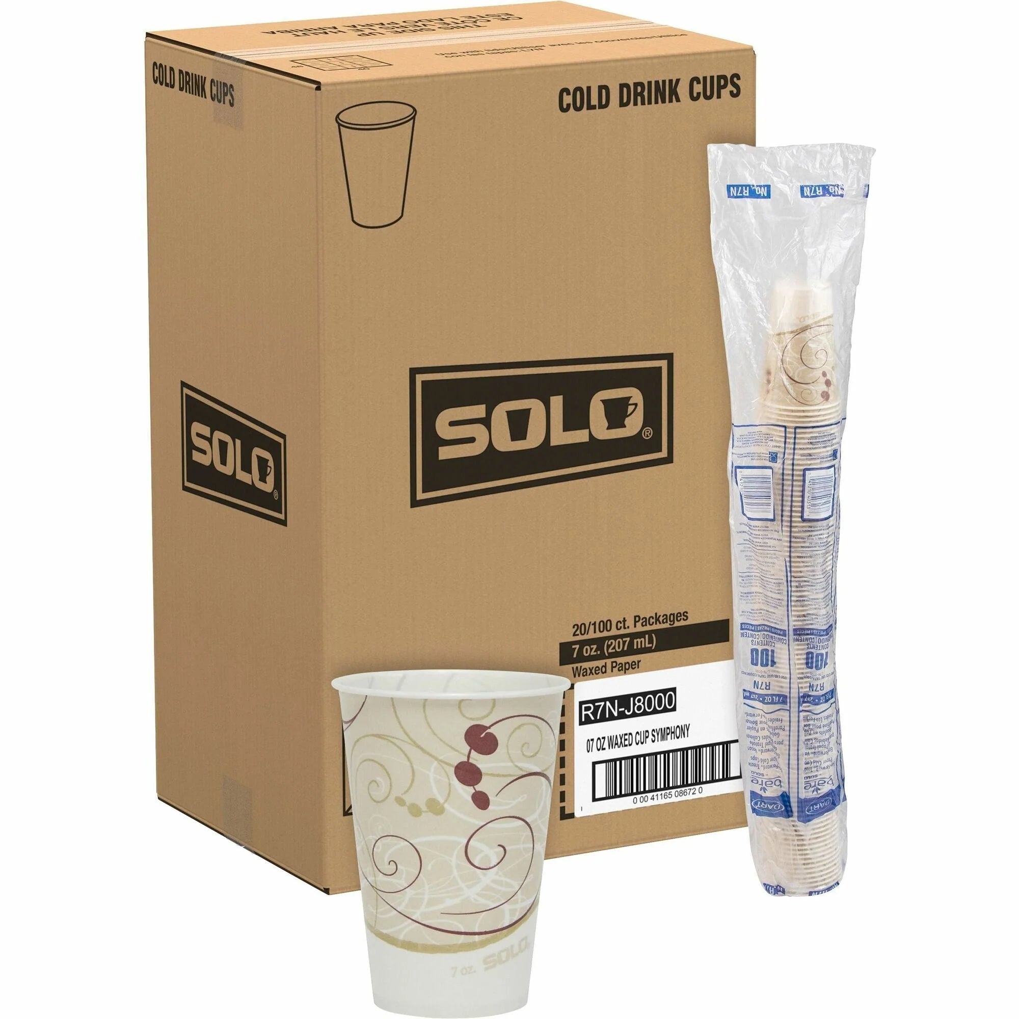 Solo 7 oz Waxed Paper Cold Cups - Beige for Milkshakes & Smoothies