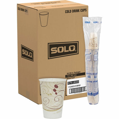 Solo 7 oz Waxed Paper Cold Cups - Beige for Milkshakes & Smoothies