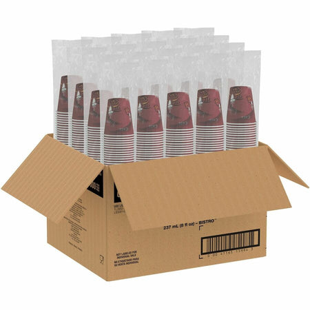 Solo 8 oz Bistro Design Hot Cups - fl - Maroon - Poly Paper - Drink Coffee Tea Cocoa - 25/Pack - 20 / Carton