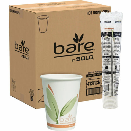 Solo Bare 12 oz Paper Hot Cups - fl - Multi - Drink Beverage - Recycled - 50 / Pack