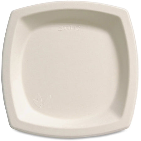 Solo Bare 6-7/10’’ Eco-Forward Square Plates - Microwave Safe - 6.7’’ Diameter - Off White - Sugarcane Body - 125/Pack