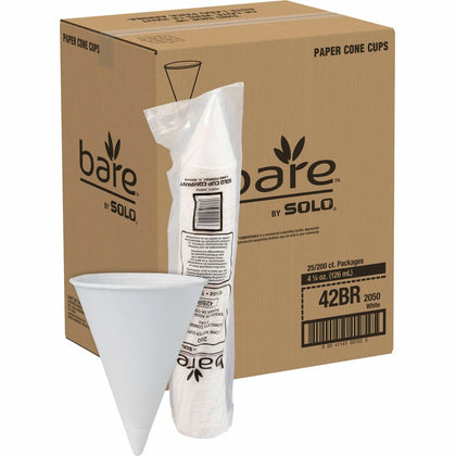 Solo Eco-Forward 4.25 oz Paper Cone Water Cups - White - 200/Bag