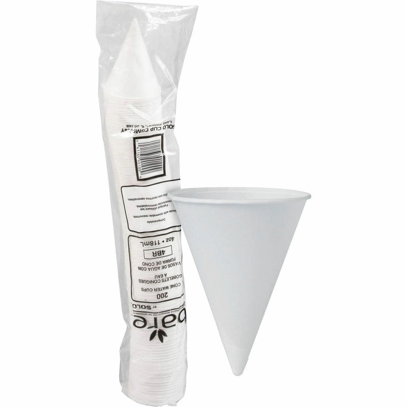 Solo Eco-Forward 4 oz Treated Paper Cone Water Cups - fl - White - Cold Drink - 200 / Pack