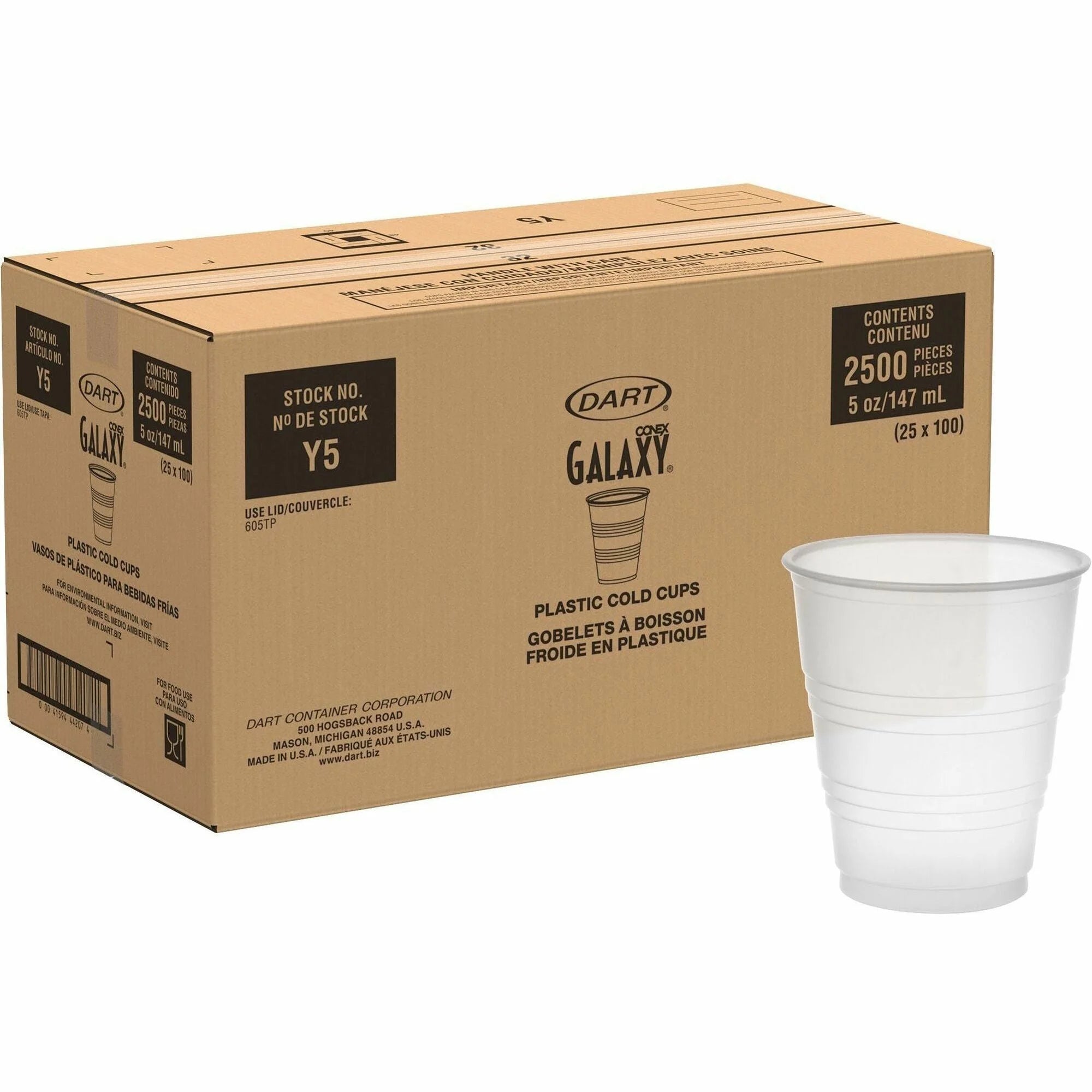 Solo Galaxy 5 oz Plastic Cold Cups - Translucent Polystyrene - 100/Bag