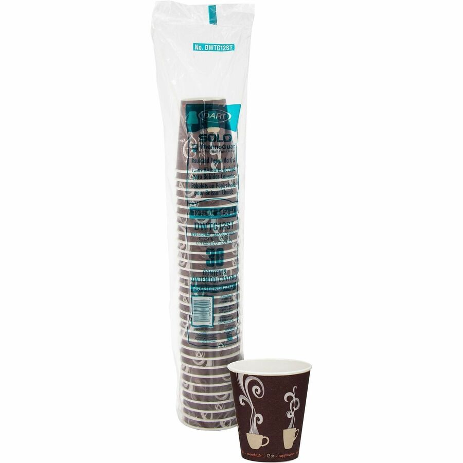 Solo ThermoGuard 12 oz Double Walled Paper Hot Cups - fl - Multi - Polyethylene - Drink Beverage - 30/Bag