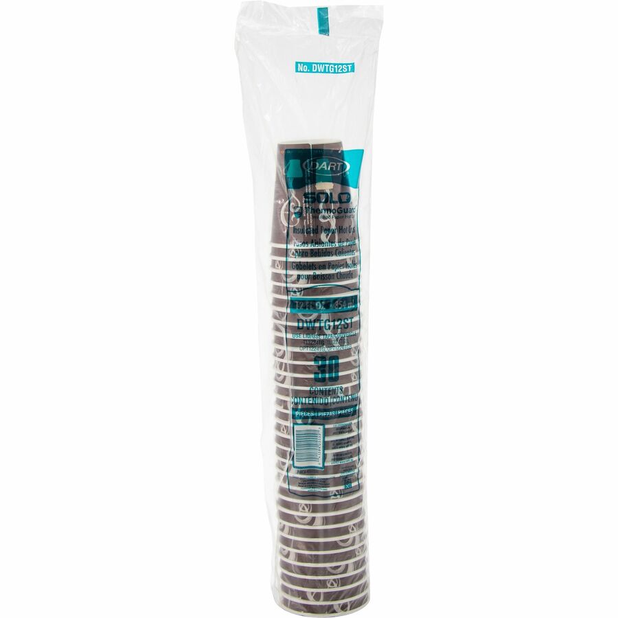 Solo ThermoGuard 12 oz Double Walled Paper Hot Cups - fl - Multi - Polyethylene - Drink Beverage - 30/Bag