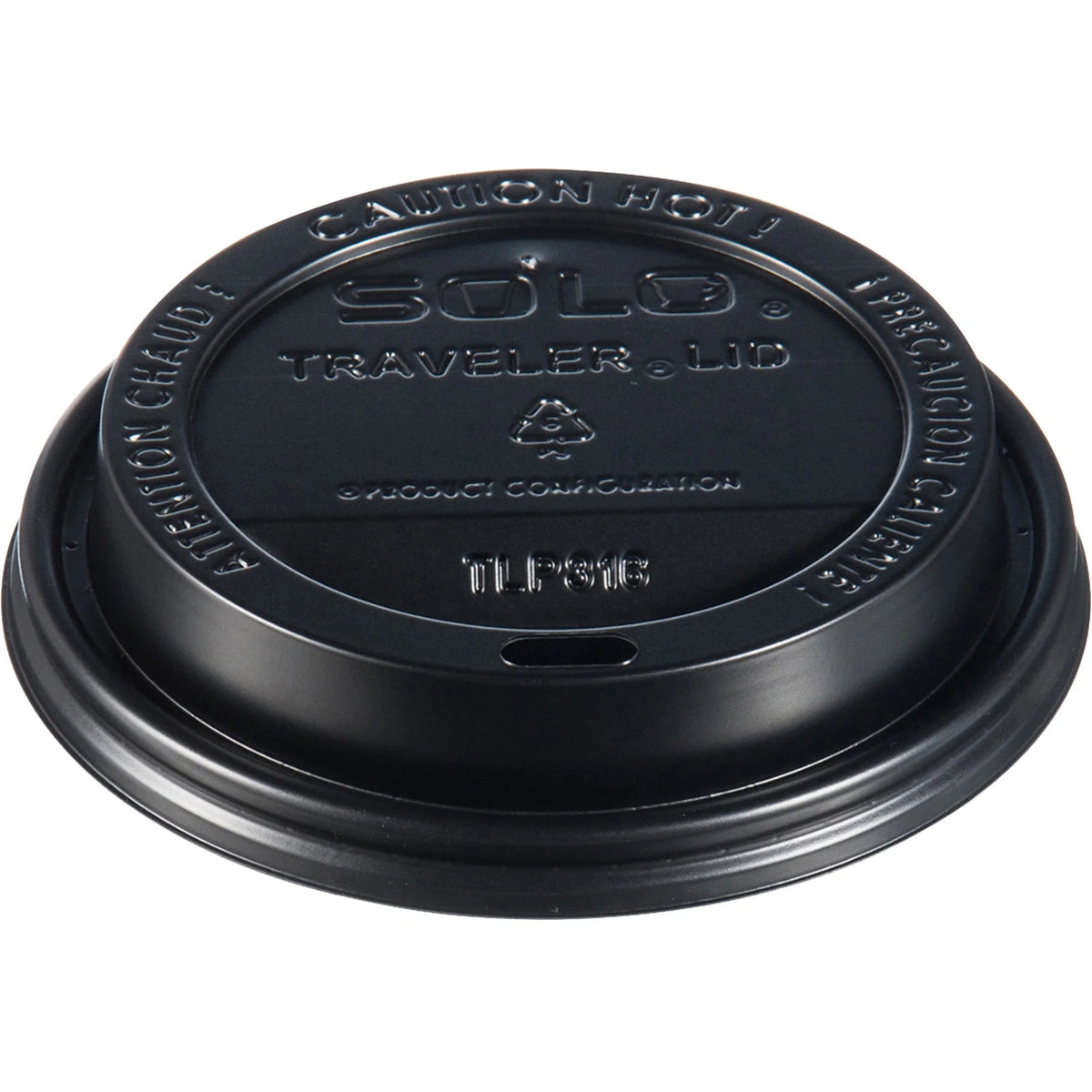 Solo Traveler Dome Hot Cup Lids - Black Plastic - 100/Bag - 10/Carton - Cups