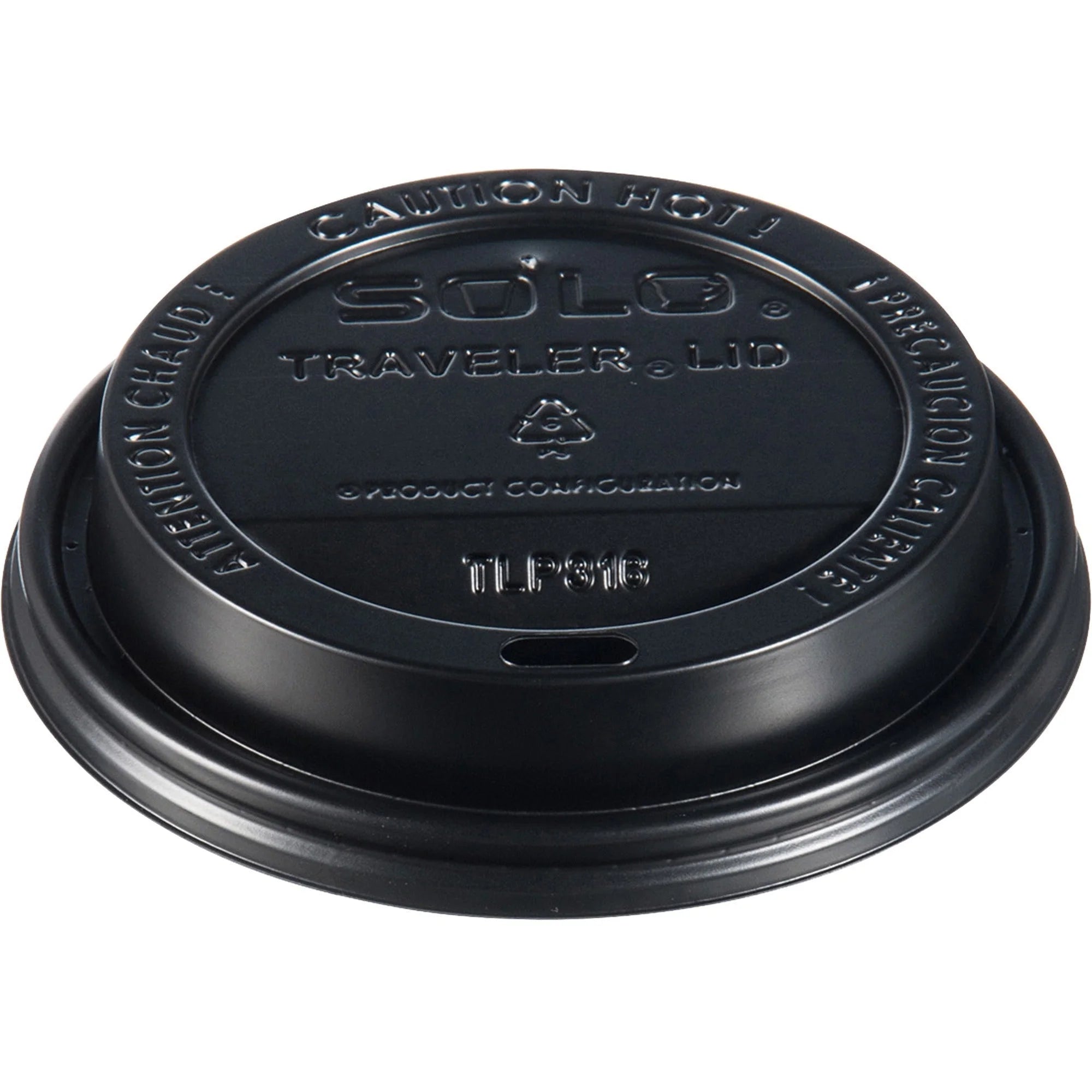 Solo Traveler Dome Hot Cup Lids - Black Plastic - 100/Bag - 10/Carton - Cups