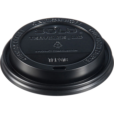Solo Traveler Dome Hot Cup Lids - Black Plastic - 100/Bag - 10/Carton - Cups